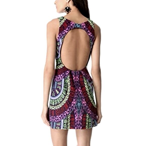 Mara Hoffman Silky Open Back Slip Sheath Mini Dress Colorful Geo Print Size 0 - Picture 1 of 11
